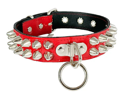 STUDDED BONDAGE CHOKER RED