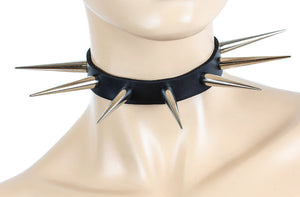 SLIM SPIKE CHOKER BLACK/SILVER