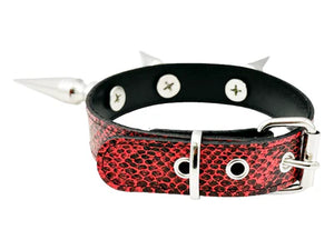 SNAKE XL SPIKE CHOKER RED