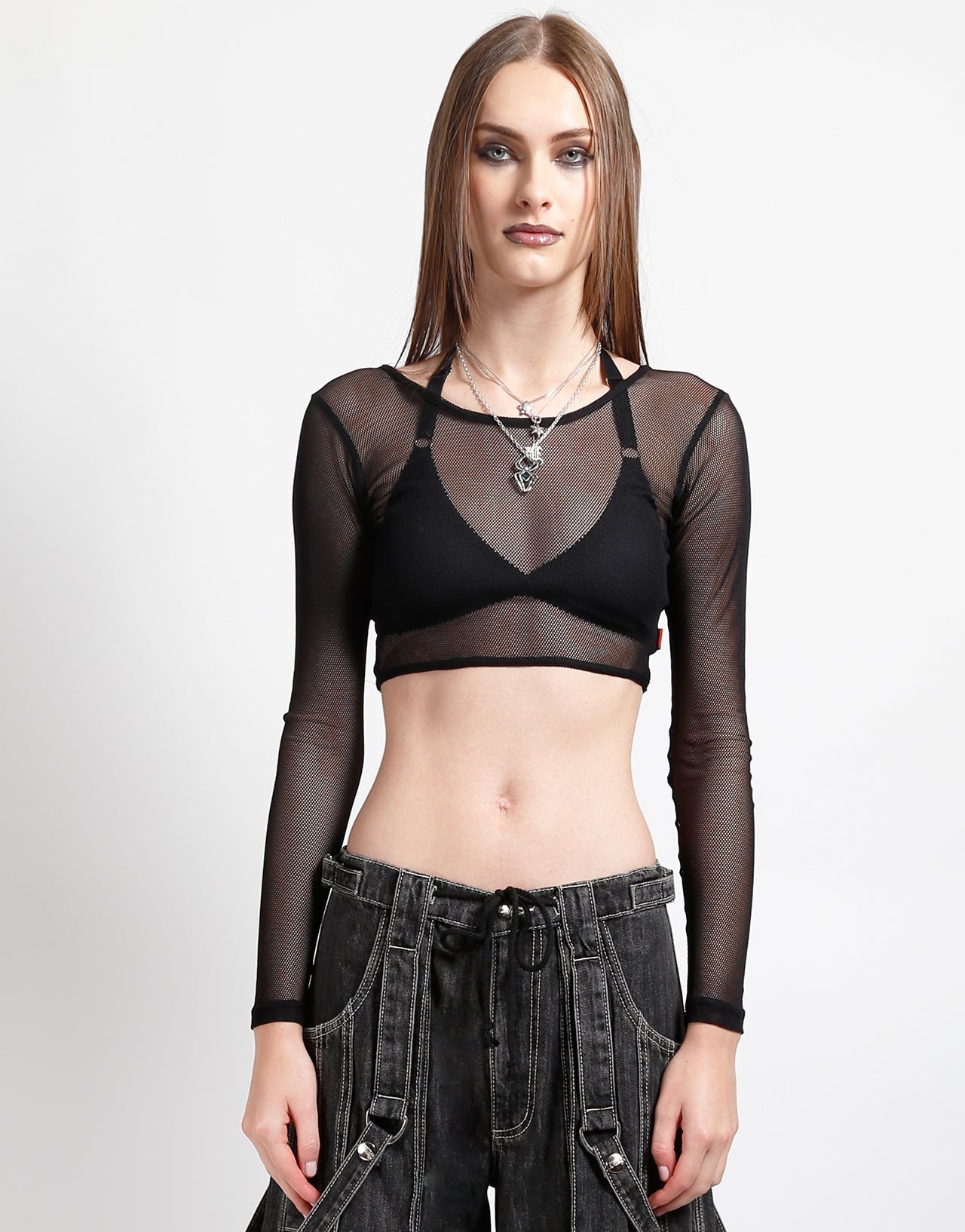 crop hoodie and fish net LONG SLEEVE CROP FISHNET BLACK – Trash and Vaudeville