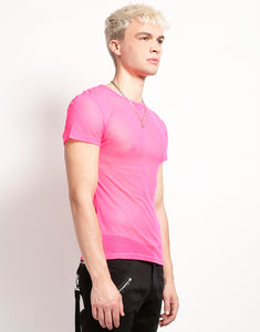 SHORT SLEEVE FISHNET PINK