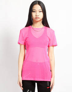 SHORT SLEEVE FISHNET PINK