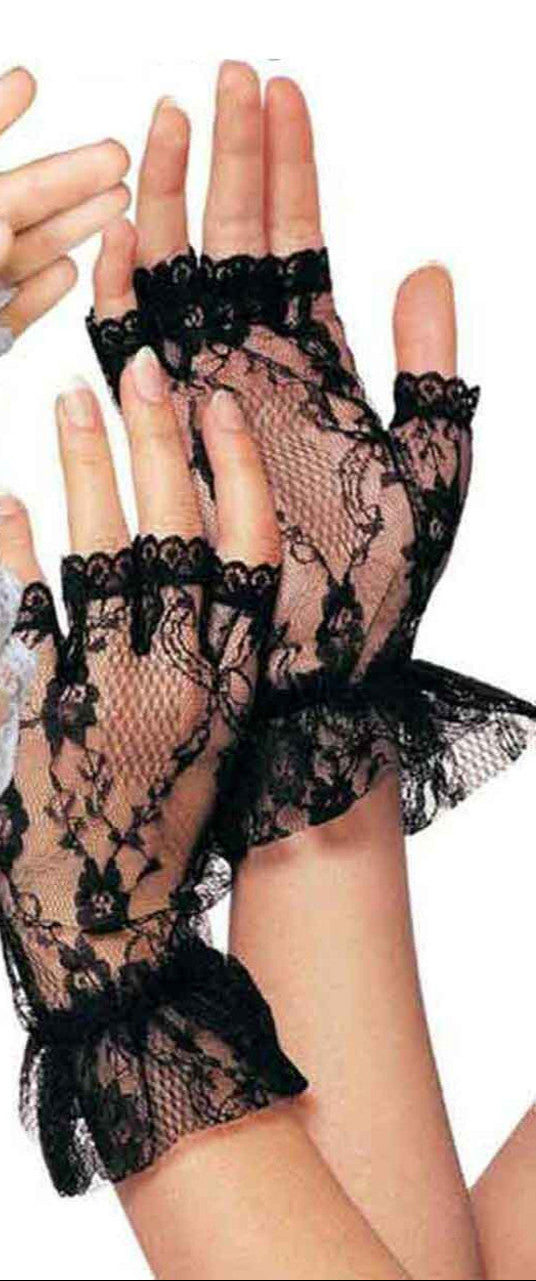 LACE FINGERLESS GLOVES BLACK