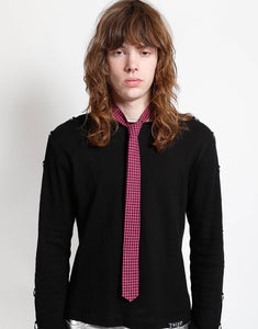 PRINTED TIE BLACK/PINK GINGHAM