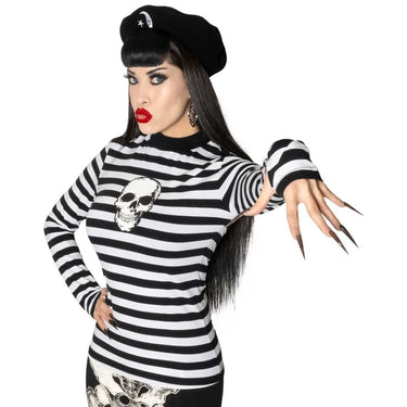 SKULL BLACK & WHITE LONG SLEEVE SHIRT