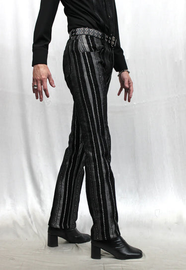 VICTORIAN STRIPED PANTS SLIVER/BLACK