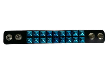 2 ROW PYRAMID BRACELET METALLIC BLUE