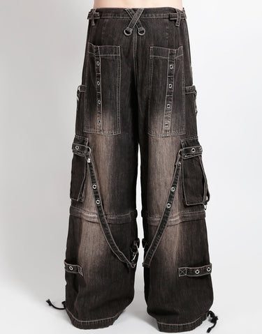 DENIM STRAP PANT BLACK DIRTY WASH