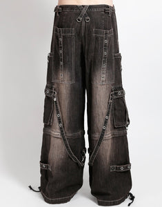 DENIM STRAP PANT BLACK DIRTY WASH