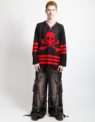 DENIM STRAP PANT BLACK DIRTY WASH