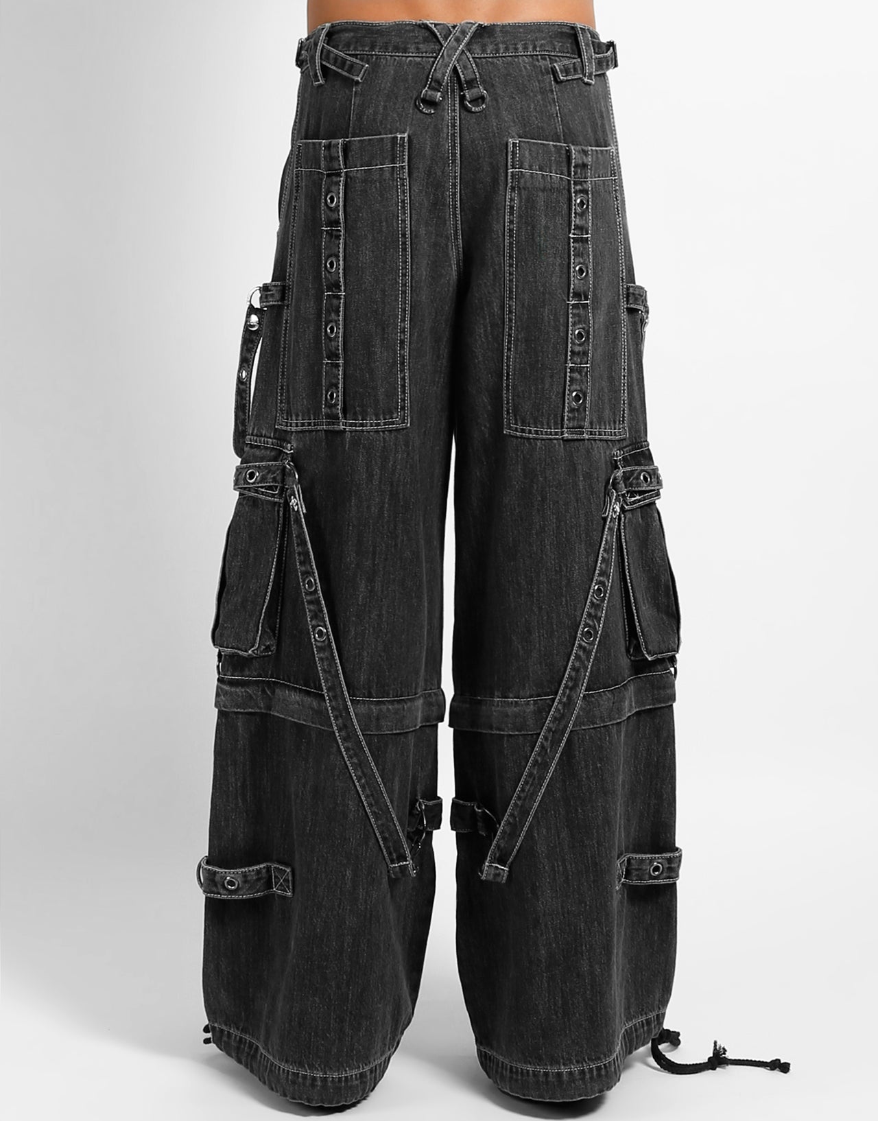 DENIM STRAP PANT BLACK