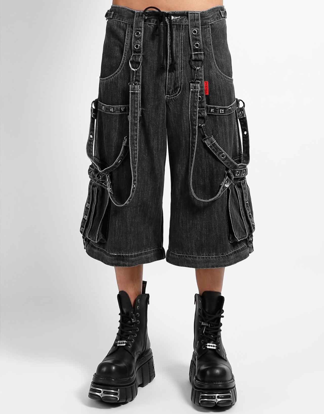 DENIM STRAP PANT BLACK