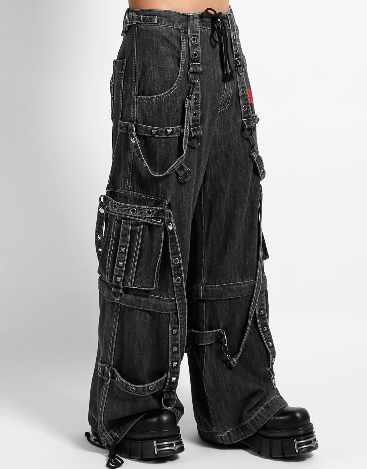 DENIM STRAP PANT BLACK