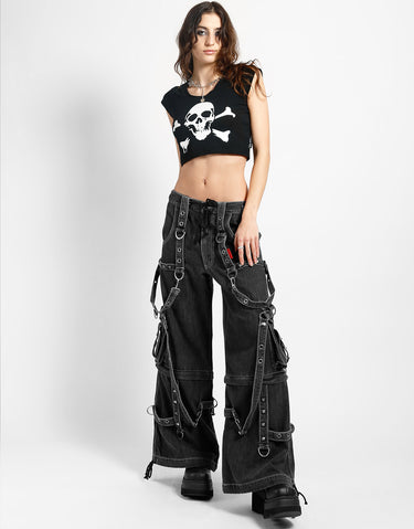 DENIM STRAP PANT BLACK
