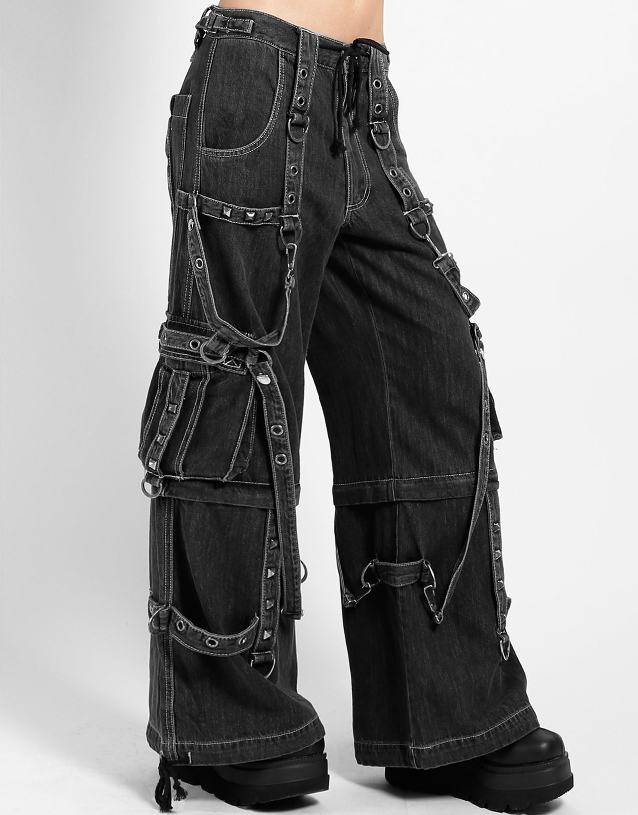 DENIM STRAP PANT BLACK
