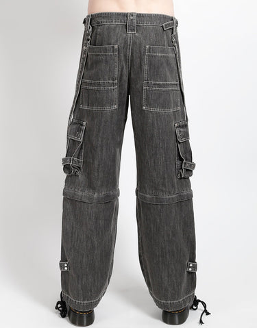 ZIP OFF CRUSH CARGO PANT BLACK DENIM