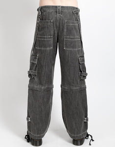 ZIP OFF CRUSH CARGO PANT BLACK DENIM