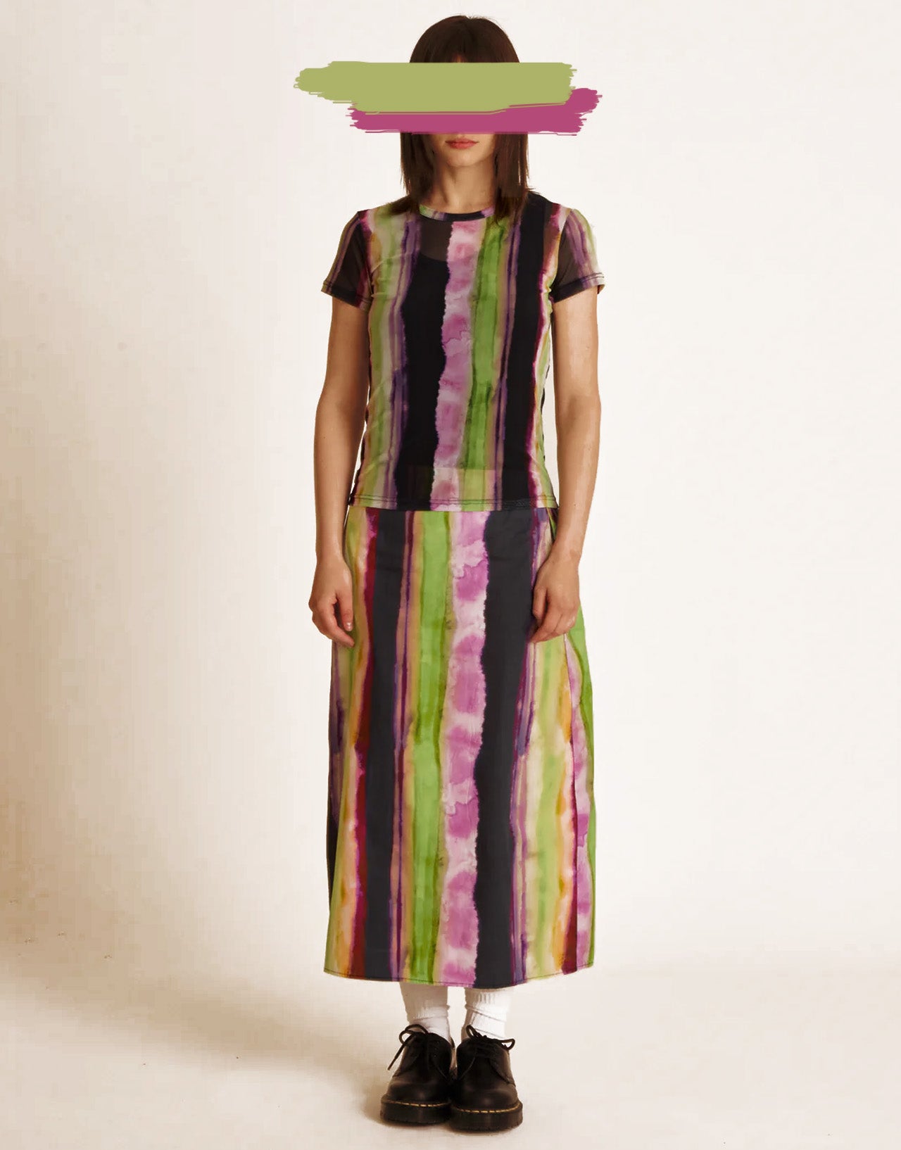 MIDORI SLIP SKIRT STRIPE MULTI