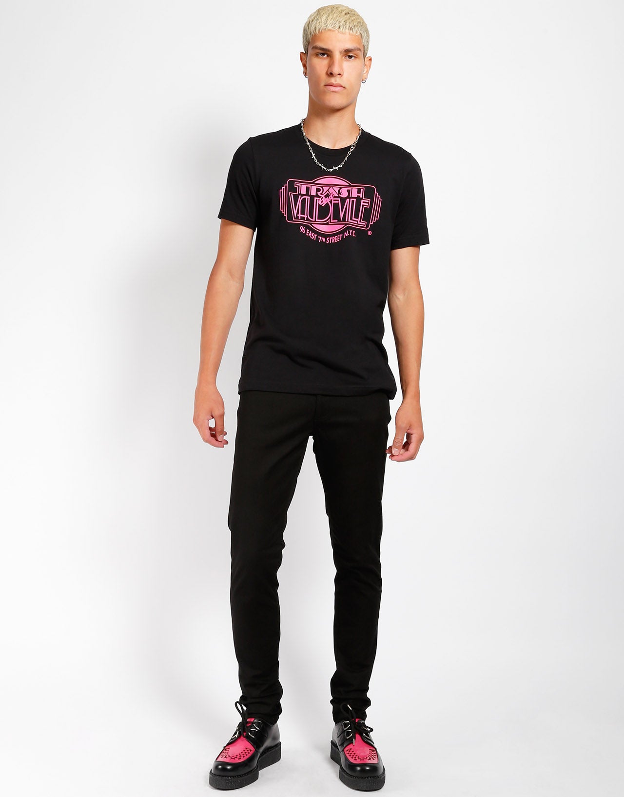 Black & Pink Trash & Vaudeville Logo T-Shirt