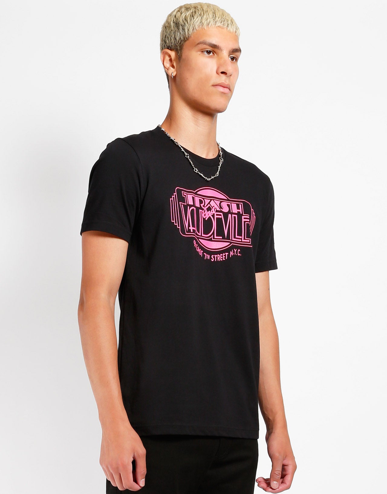 Black & Pink Trash & Vaudeville Logo T-Shirt