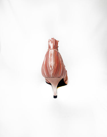 RUCHED RUFFLE KITTEN HEELS IN PINK