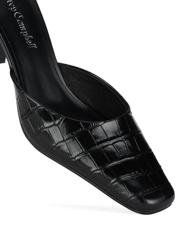 STETSON BLACK CROCO MULES