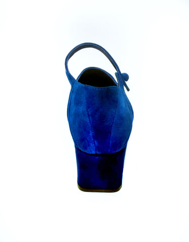 THE GROOVE BLUE SUEDE MARY JANE HEELS