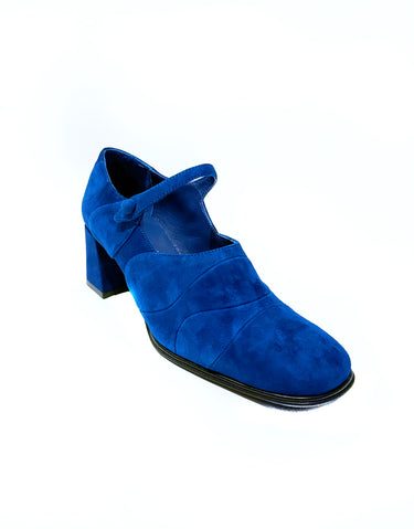 THE GROOVE BLUE SUEDE MARY JANE HEELS