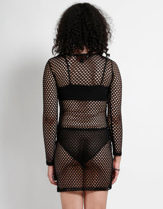 MARY Q MESH LONG SLEEVE DRESS