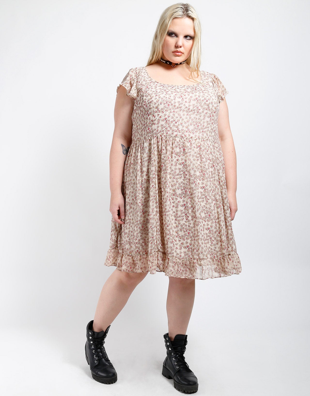 Plus Size Sookie Skull Chiffon Dress