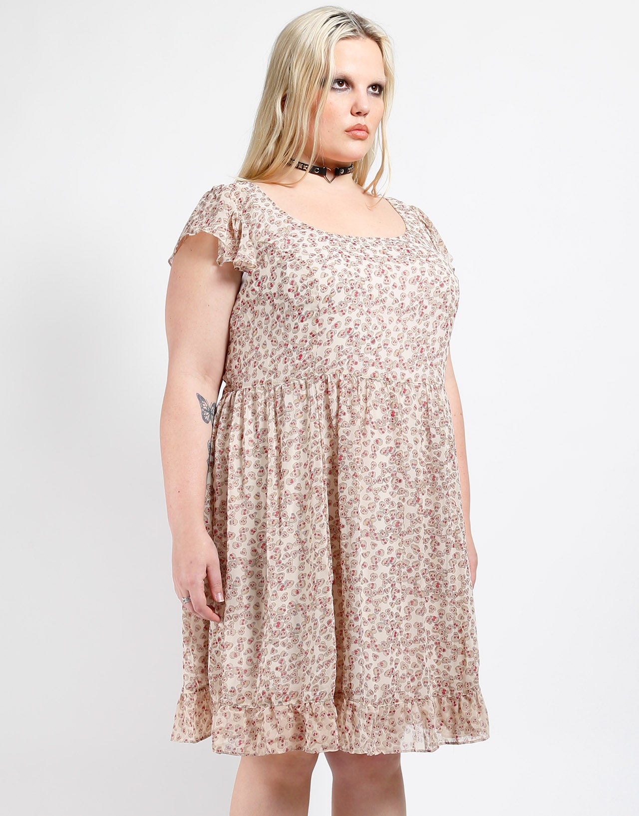 Plus Size Sookie Skull Chiffon Dress