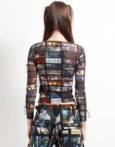 TRIPP NYC X DEATH NOTE SCREEN L/S MESH TOP
