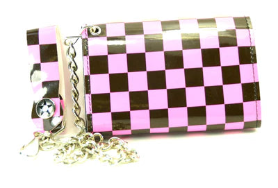 TRIFOLD WALLET BLACK/PINK CHECKER