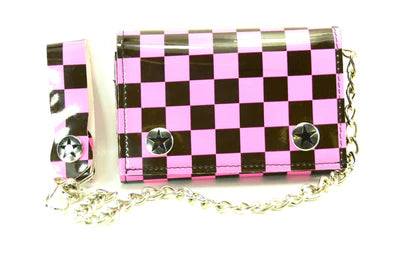 TRIFOLD WALLET BLACK/PINK CHECKER