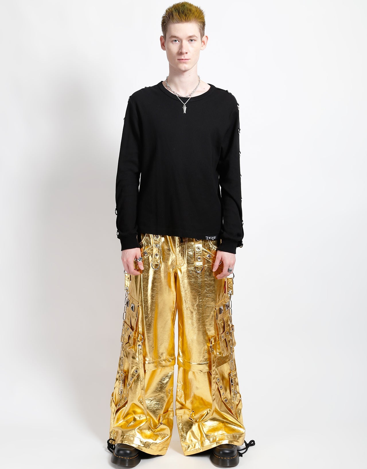METALLIC GOLD STAR POWER PANT