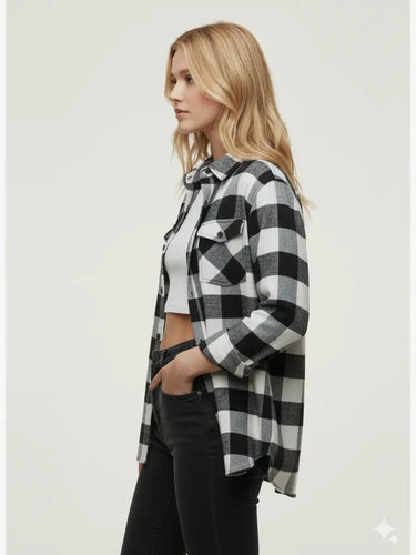 BUFFALO PLAID FLANNEL BLACK/WHITE