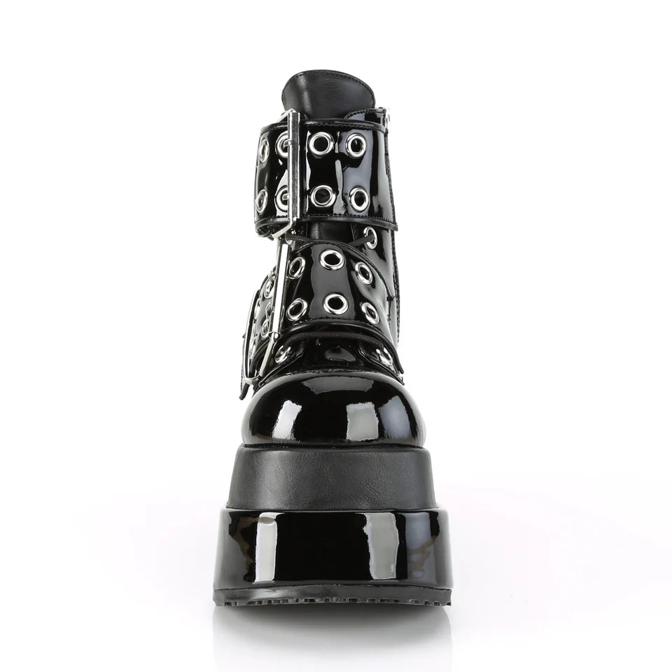 BEAR-104 BLACK PATENT/BLACK VEGAN LEATHER