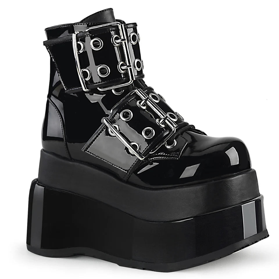 BEAR-104 BLACK PATENT/BLACK VEGAN LEATHER