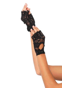LACE KEYHOLE GLOVES BLACK