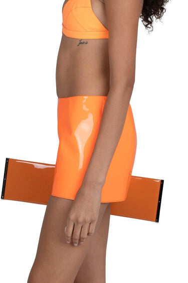 MAISY ORANGE NEON PATENT SKIRT