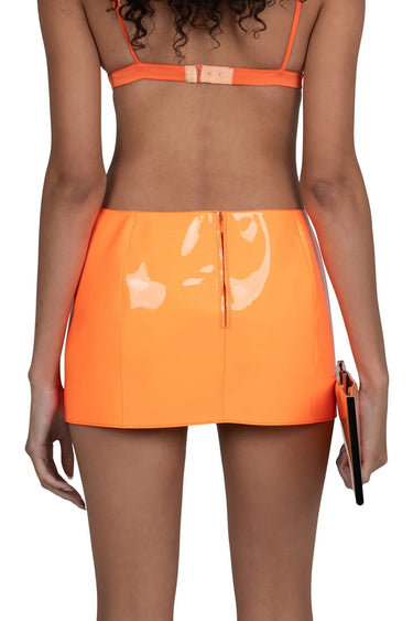 MAISY ORANGE NEON PATENT SKIRT