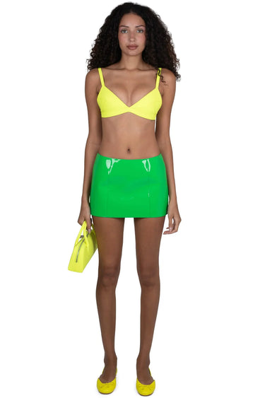 MAISY GREEN NEON PATENT SKIRT