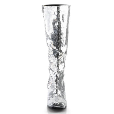 SPE-300SQ SILVER SEQUIN GOGO BOOTS