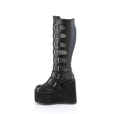 SWING-815 WIDE CALF BLACK VEGAN LEATHER