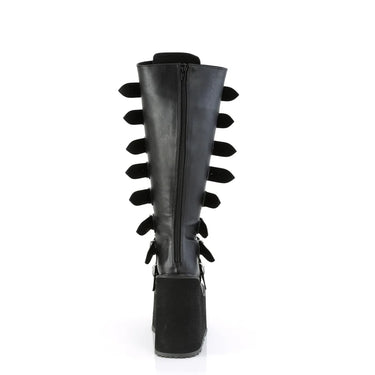 SWING-815 WIDE CALF BLACK VEGAN LEATHER