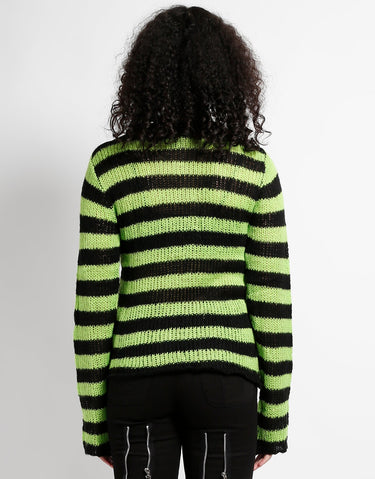 RAG STRIPE SWEATER LIME