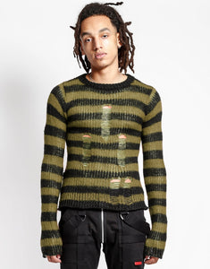 RAG STRIPE SWEATER ARMY