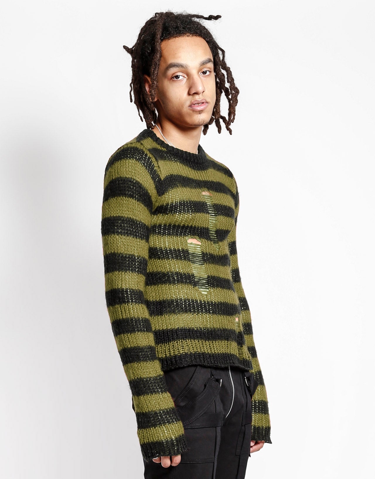 RAG STRIPE SWEATER ARMY