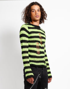 RAG STRIPE SWEATER LIME