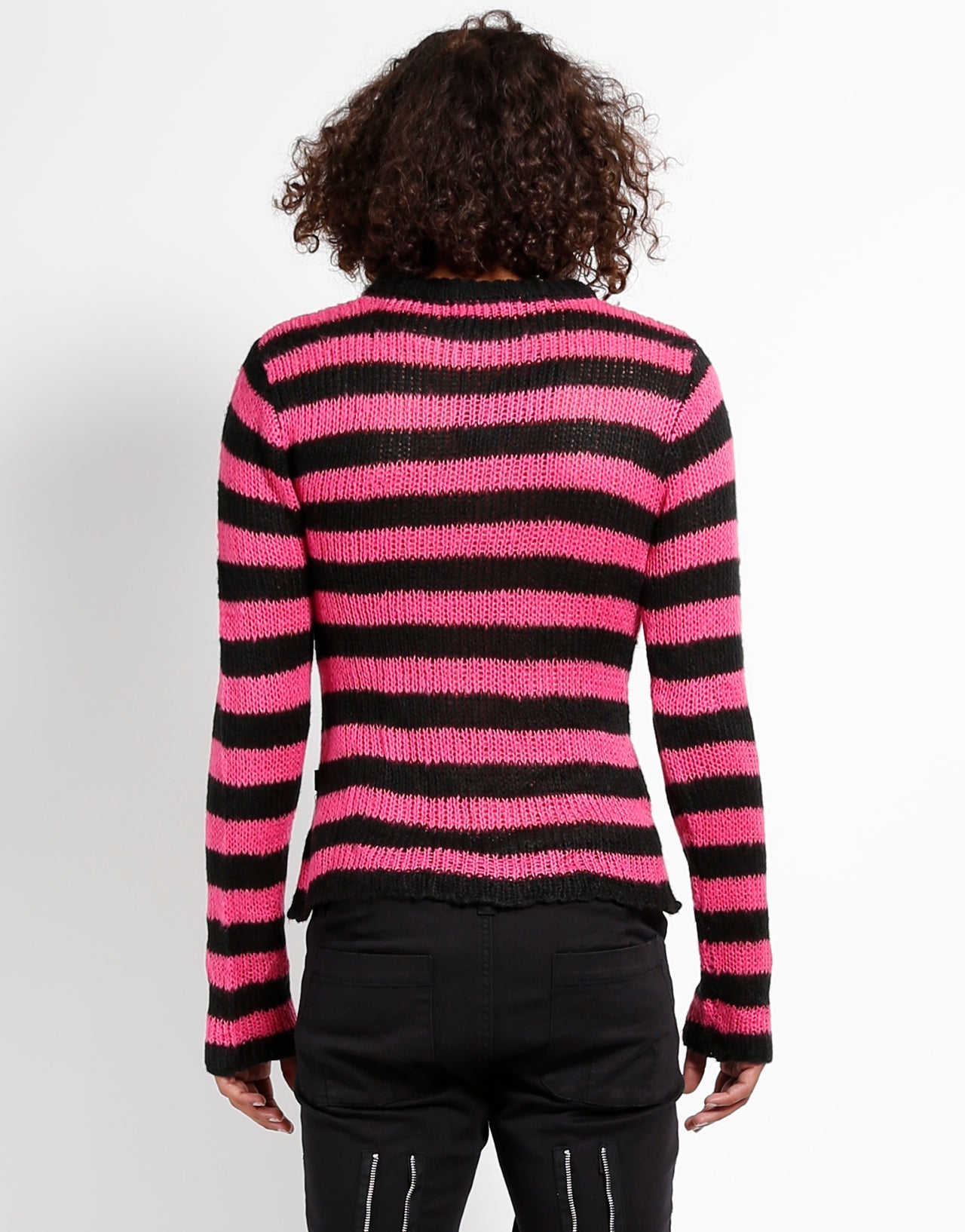 RAG STRIPE SWEATER PINK